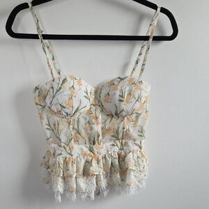 Fashion Nova Floral Ruffle Crop Top